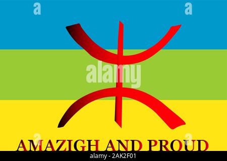 Amazigh Flagge, Kultur der Berber, nordafrikanische Symbole, Vector Illustration. Stock Vektor