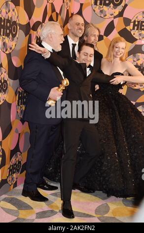 BEVERLY HILLS, Ca - 05. Januar: (L-R) Brian Cox, Kieran Culkin, Jesse Armstrong, Alan Ruck und Sarah Snook besuchen HBO Offizielle Golden Globes After Party auf ca. 55 Restaurant am Januar 05, 2020 in Los Angeles, Kalifornien. Stockfoto