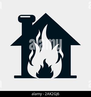 Haus Feuer für Haus- oder Sachversicherung Konzept Symbol Vektor illustration Stock Vektor