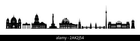 Skyline von Berlin City. Varius Sehenswürdigkeiten Silhouette von Berlin, Deutschland. Reisen Deutschland berühmte Orte Icon Set Stock Vektor