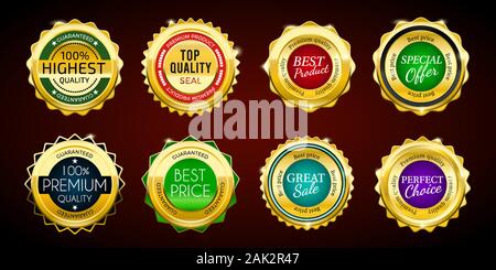 Gold Premium verkauf Abzeichen. Bunte Vektor Elemente. Stock Vektor