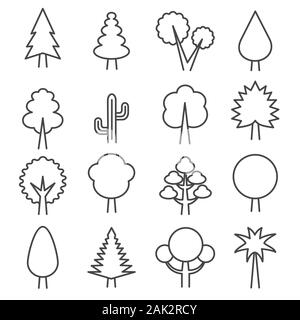 Umrisse Baum einfache Symbole Stock Vektor