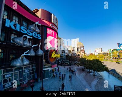 Las Vegas, DEZ 28: Außenansicht der Hershey Chocolate World am 28.Dezember, 2019 in Las Vegas, Nevada Stockfoto