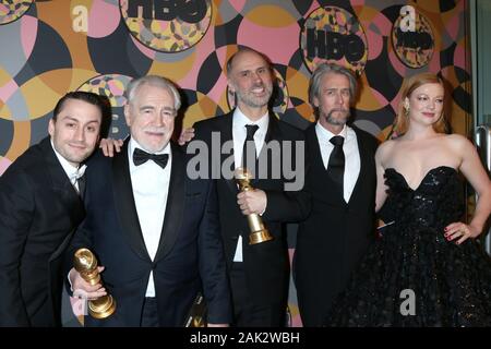 Januar 5, 2020, Beverly Hills, CA, USA: LOS ANGELES - JAN 5: Kieran Culkin, Brian Cox, Jesse Armstrong, Alan Ruck und Sarah Snook an der HBO Golden Globe 2020 nach Party im Beverly Hilton Hotel am 5. Januar 2020 in Beverly Hills, CA (Credit Bild: © Kay Blake/ZUMA Draht) Stockfoto