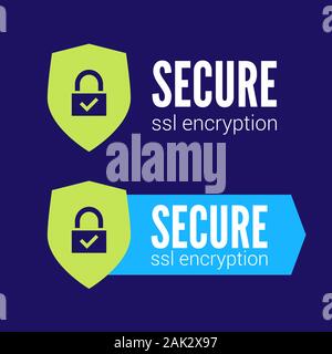 Sichere Verbindung Symbol Vektor-illustration isoliert, flacher Stil gesicherte SSL-Schild Symbole Stock Vektor