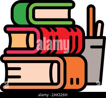 Stapel Schulbücher Symbol. Übersicht Stapel Schulbücher vektor Symbol für Web Design auf weißem Hintergrund Stock Vektor
