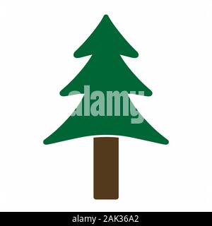Eine bunte Pine Tree Symbol auf weißem Hintergrund Stock Vektor