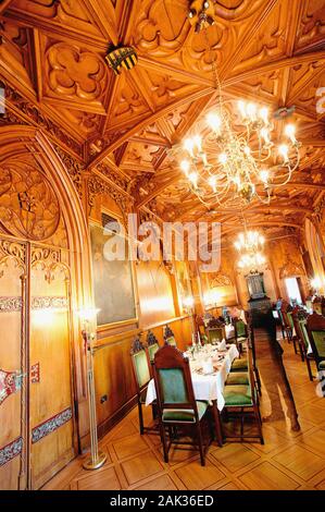 Der Rittersaal der Burg Landsberg. Das Schloss liegt im Norden von Walldorf in der Rhön Bergen, Deutschland. (Undatiertes Foto) | Verwendung worldwi Stockfoto