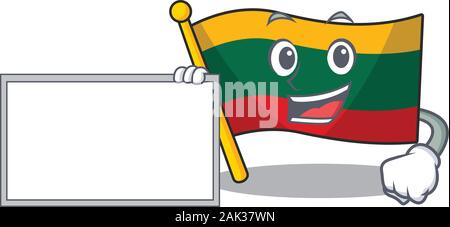 Lustige Flagge Litauen Cartoon Character Design Stil mit Board Stock Vektor