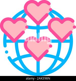 Universum freiwilligen Support Vector dünne Linie Symbol Stock Vektor