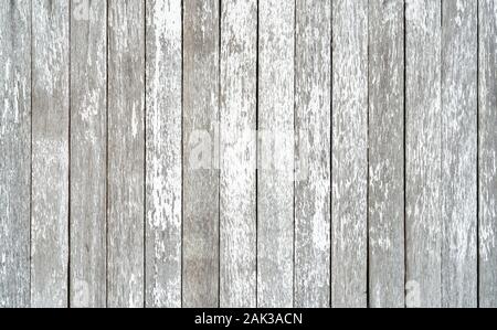 Grau und Weiß altes Holz plank Textur Hintergrund. Blick von oben auf die verwitterten Holztisch. Vintage Holz abstrakt Hintergrund für traurige, Tod, hoffnungslos. Stockfoto