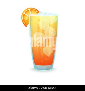 Realistische Cocktail auf weißem Hintergrund. Cocktail in ein Glas mit verschiedenen Elementen. Vector Illustration Stock Vektor