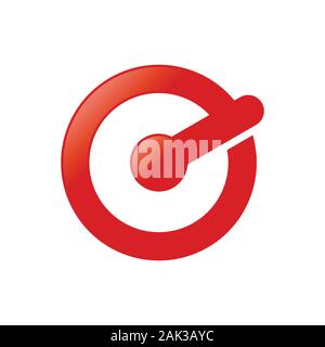 Roter Kreis der Stromversorgung für die Elektronik schreiben e ersten Vektor Symbol Grafik logo Icon Design Vorlage Stock Vektor