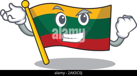 Gerne zuversichtlich, erfolgreich Flagge Litauen Zeichentrickfigur Stil Stock Vektor