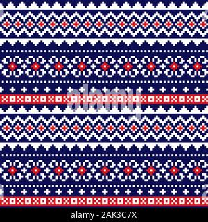 Winter traditionelle Fair Isle pullover Stil Vektor nahtlose Muster, sich wiederholende design Shetland stricken Hintergrund Stock Vektor