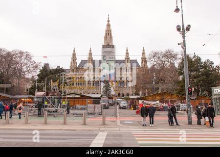 Rathaus, Rathausplatz, Wien, Innere Stadt, Wien, Österreich, Europa. Stockfoto