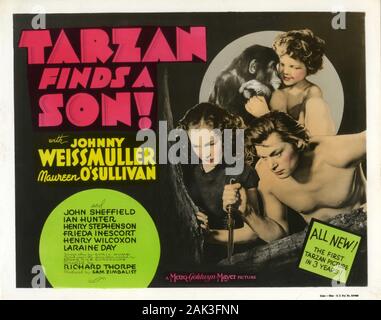 JOHNNY WEISSMULLER, Maureen O'SULLIVAN, JOHN SHEFFIELD in TARZAN FINDET EINEN SOHN! 1939 Regisseur Richard Thorpe zeichen Edgar Rice Burroughs Metro Goldwyn Mayer Stockfoto