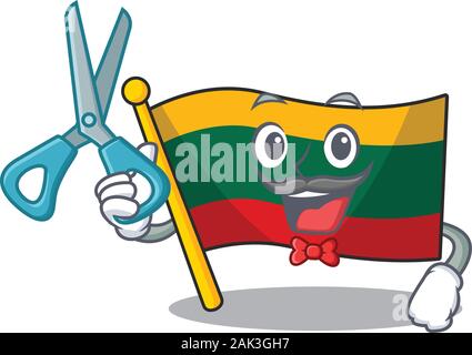 Smiley lustig Friseur Flagge Litauen Cartoon Character Design Stil Stock Vektor