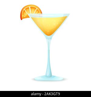 Realistische Cocktail auf weißem Hintergrund. Cocktail in ein Glas mit verschiedenen Elementen. Vector Illustration Stock Vektor