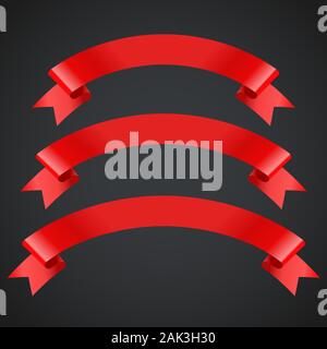 Red realistische ribbon Banner gesetzt. Vector Illustration für Design Stock Vektor