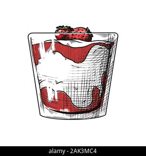 Realistische Skizze von Speiseeis in einer Vase. Vector Illustration in Skizze Stil. Stock Vektor