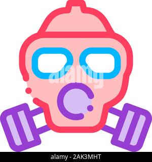 Sicheres Leben Gaz schmutzige Luft Maske Vector dünne Linie Symbol Stock Vektor