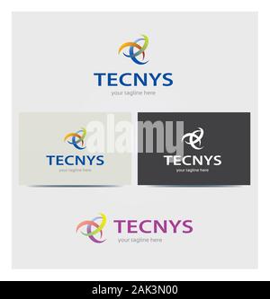 Technologie, Symbol, Logo für Corporate Business, Karte Mock up in mehreren Farben Stock Vektor