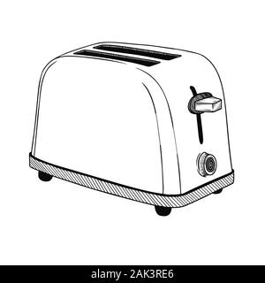 Skizze Toaster auf einem weißen Hintergrund. Vector Illustration in Skizze Stil. Stock Vektor