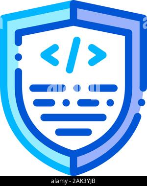 Codierung Antivirus Programm Vektor dünne Linie Symbol Stock Vektor
