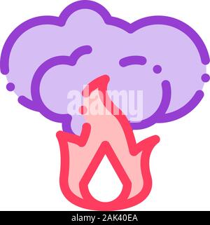 Brand mit Rauch Wildfire Vektor dünne Linie Symbol Stock Vektor