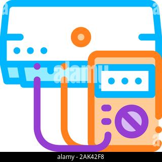 Diagnose Klimaanlage Vektor dünne Linie Symbol Stock Vektor