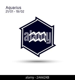 Abstraktes Bild des Zodiac symbol Aquarius in einem Sechszackigen Stern für mobile Konzept und Webdesign. Spitz abgeschrägt Stern. Astrologie symbol Vektor il Stock Vektor