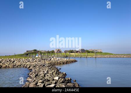 Blick auf Hallig Oland, Nordfriesland, Schleswig-Holstein, Deutschland | Verwendung weltweit Stockfoto