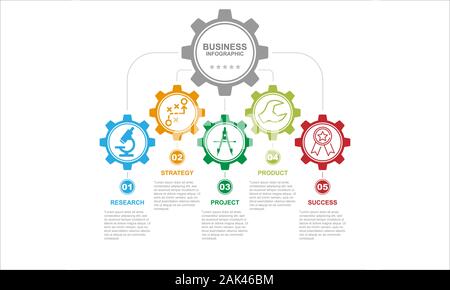 Business infografik 5 Schritt flach. Einfache template Design Stock Vektor