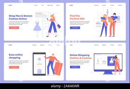 Online Shopping und E-Commerce. Stock Vektor