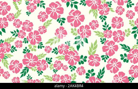 Elegante rosa Blume für Valentine, mit nahtloser und Blüten von Blatt und floralen Muster eingerichtet. Stock Vektor