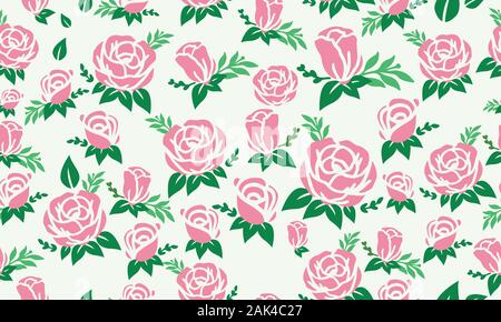 Elegante rosa Blume für Valentine, mit nahtloser und Blüten von Blatt und floralen Muster eingerichtet. Stock Vektor