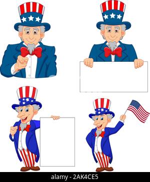 Cartoon Illustration von Uncle Sam Sammlung Stock Vektor