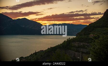 Panorama Aussicht auf Lago di Iseo, Iseo See in Italien Stockfoto