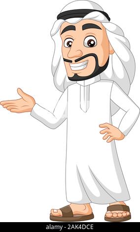 Cartoon saudi-arabischer Mann präsentieren Stock Vektor