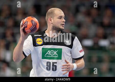 Mannheim, Deutschland. 04 Jan, 2020. Paul DRUX (GER), in Aktion; Handball Laenderspiel der Maenner, Freundschaftsspiel, Deutschland (GER) - Island (ISL) 33:25, Mannheim/Deutschland am 04.01.2019 | Verwendung der weltweiten Kredit: dpa/Alamy leben Nachrichten Stockfoto