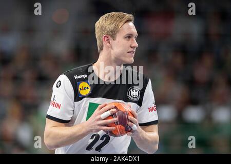 Marian MICHALCZIK (GER) in Aktion; Handball Laenderspiel der Maenner, Freundschaftsspiel, Deutschland (GER) - Island (ISL) 33:25, Mannheim/Deutschland am 04.01.2019 | Verwendung weltweit Stockfoto