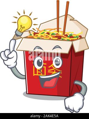 Haben Sie eine Idee Geste der chinesischen box Nudel Cartoon Character Design Stock Vektor