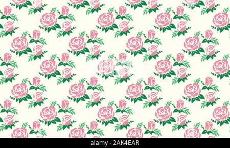 Elegante rosa Blume für Valentine, mit nahtloser und Blüten von Blatt und floralen Muster eingerichtet. Stock Vektor