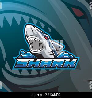 Shark esport Maskottchen Logo Design Stock Vektor