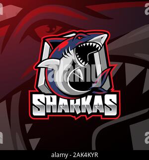 Shark esport Maskottchen Logo Design Stock Vektor