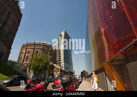 Gasometer City in Simmering, Wien, Österreich | Verwendung weltweit Stockfoto