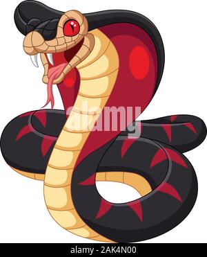 Cartoon King Cobra Snake auf weißem Hintergrund Stock Vektor