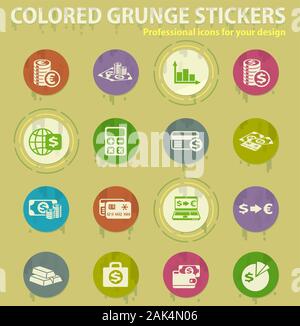Devisenwechsel farbige grunge Icons Stock Vektor