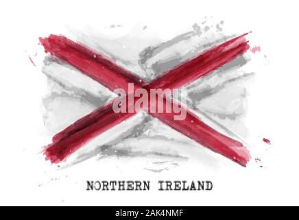 Realistische Aquarellmalerei Flagge Nordirland. Vektor. Stock Vektor